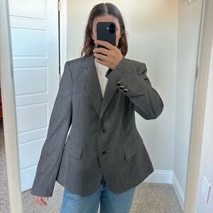 Zara Charcoal Blazer with Embroidered Detail